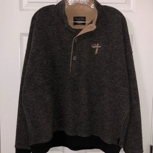 STRAIGHT DOWN Brown and Beige Henley Golf Pullover